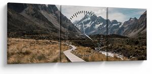Kép - Sétány a hegységben Mt. Cook (órával) (90x30 cm)