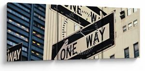 Kép - New York ONE WAY (órával) (90x30 cm)