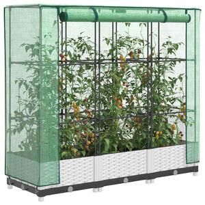 Rattan megjelenésű magaságyás melegháztakaróval 120x40x123 cm