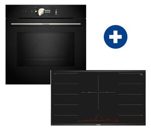Bosch HMG778NB1 Beépíthető sütő mikrohullám funkcióval + Bosch PXV975DV1E Indukciós főzőlap