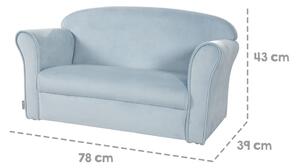 Világoskék bársony gyerek kanapé 78 cm Lil Sofa – Roba
