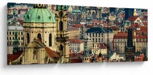 Kép - Prágai panoráma (órával) (90x30 cm)