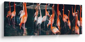 Flamingók csordája (órával) (90x30 cm)