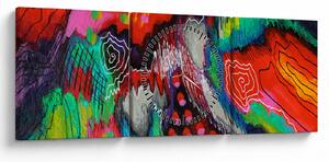 Absztrakt kép - színek (órával) (90x30 cm)
