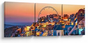 Kép - Santorini alkonyatkor (órával) (90x30 cm)