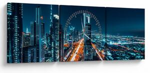 Kép - Dubai éjszaka (órával) (90x30 cm)