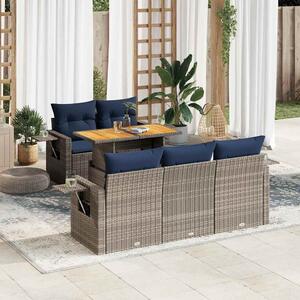 6 részes szürke polyrattan kerti ülőgarnitúra párnákkal