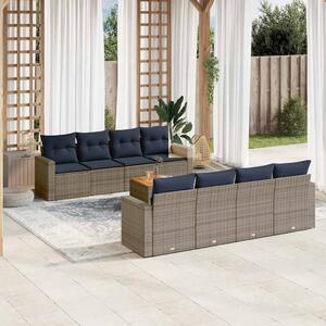 9 részes szürke polyrattan kerti ülőgarnitúra párnával