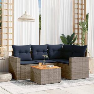 5 részes szürke polyrattan kerti ülőgarnitúra párnával