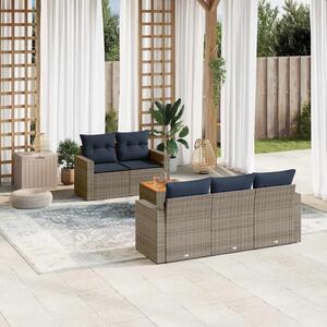 6 részes szürke polyrattan kerti ülőgarnitúra párnával