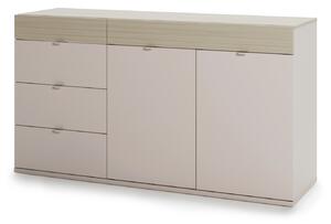 Komód Sermavi 145, Laminált forgácslap, 86x157x46cm, Bézs, Tölgy