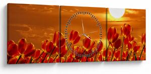 Kép egy virágzó mező tulipánokkal (órával) (90x30 cm)