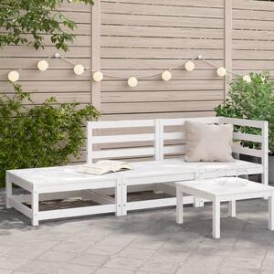 VidaXL kétszemélyes fehér tömör fenyőfa kerti kanapé lábzsámollyal