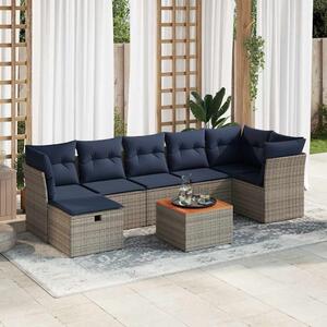 8 részes szürke polyrattan kerti ülőgarnitúra párnákkal