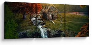 Egy ház képe egy mesebeli tájban (órával) (90x30 cm)