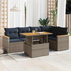 6 részes szürke polyrattan kerti ülőgarnitúra párnákkal
