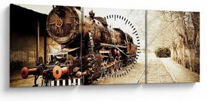 Kép - történelmi mozdony (órával) (90x30 cm)