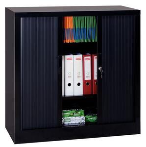 Manutan redőnyös fém irattartó szekrény, 105 x 100 x 45 cm, fekete