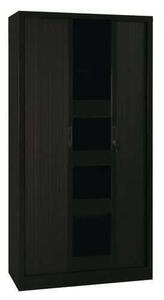 Manutan magas redőnyös irattartó fém szekrény, 198 x 100 x 45 cm, fekete