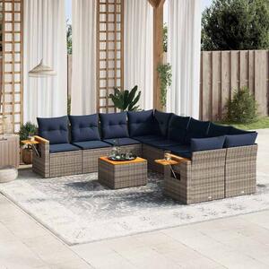 9 részes szürke polyrattan kerti ülőgarnitúra párnával