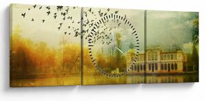 A festett táj képe lakóhelyel (órával) (90x30 cm)