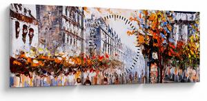Kép - Városi élet (órával) (90x30 cm)
