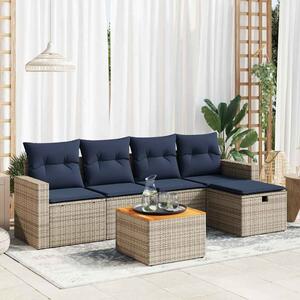 6 részes szürke polyrattan kerti ülőgarnitúra párnákkal