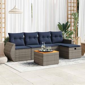 6 részes szürke polyrattan kerti ülőgarnitúra párnákkal