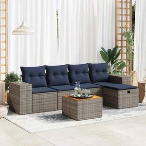 6 részes szürke polyrattan kerti ülőgarnitúra párnákkal