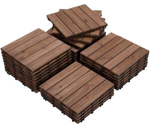 Woodytile™ Egymásba Illeszkedő Tömör Fa Padlólapok - 12 Csomag (30x30cm) = 1,08 M², Barna