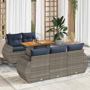 6 részes szürke polyrattan kerti ülőgarnitúra párnákkal