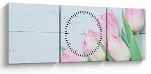 Kép - tulipán csokor (órával) (90x30 cm)