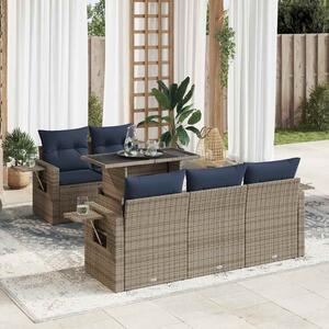 6 részes szürke polyrattan kerti ülőgarnitúra párnákkal