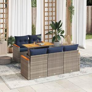 6 részes szürke polyrattan kerti ülőgarnitúra párnákkal