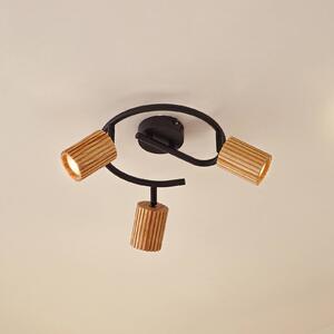 Lindby Stralino mennyezeti spotlámpa, 3 izzós, Ø31 cm, fa, GU10, dimmelhető, Világos fa, Folyosó, Fa, Modern