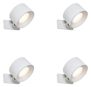 Set van 4 moderne wandlampen wit incl. LED oplaadbaar - Bright
