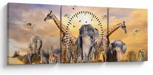 Kép - Afrikai állatok (órával) (90x30 cm)