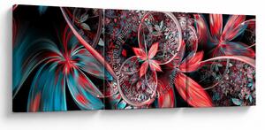 Absztrakt képek egzotikus virágok (órával) (90x30 cm)