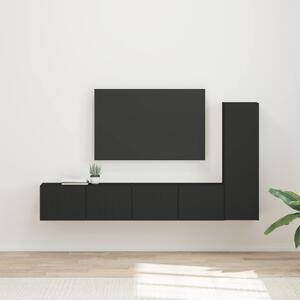 TV szekrény garnitúra 3 db Fekete Szerelt Fa