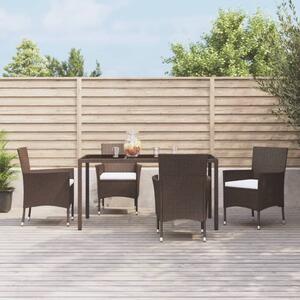 5 részes barna polyrattan kerti étkezőgarnitúra párnákkal