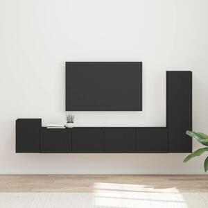 TV szekrény garnitúra 3 db Fekete Szerelt Fa