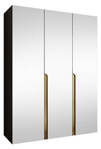 Gardróbszekrény Hartford 590, Laminált forgácslap, 202x150x52cm, Aranysárga, Fekete