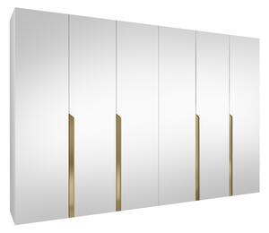 Gardróbszekrény Hartford 593, Laminált forgácslap, 202x300x52cm, Aranysárga, Fehér