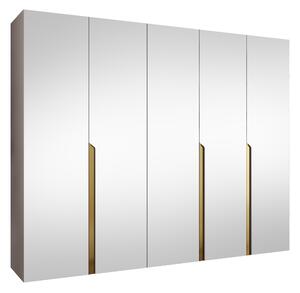 Gardróbszekrény Hartford 592, Laminált forgácslap, 202x250x52cm, Kasmír, Aranysárga