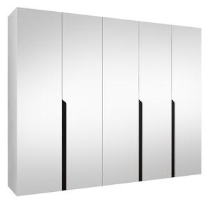 Gardróbszekrény Hartford 592, Laminált forgácslap, 202x250x52cm, Fekete, Fehér