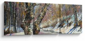 Egy festett téli táj képe (órával) (90x30 cm)