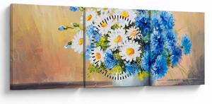 Festett kép egy váza virágról (órával) (90x30 cm)