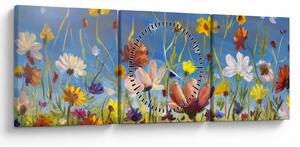 Festett kép egy virágzó rét (órával) (90x30 cm)