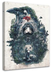 Gario Vászonkép Varázslatos erdő madár alakban - Barrett Biggers Méret: 40 x 60 cm