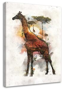 Gario Vászonkép Zsiráf és Afrika a háttérben - Barrett Biggers Méret: 40 x 60 cm